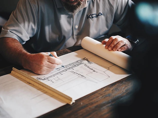An architect drafting plans at a desk